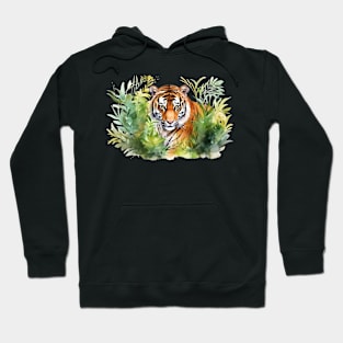 Tiger In Tree Leaves . Hoodie